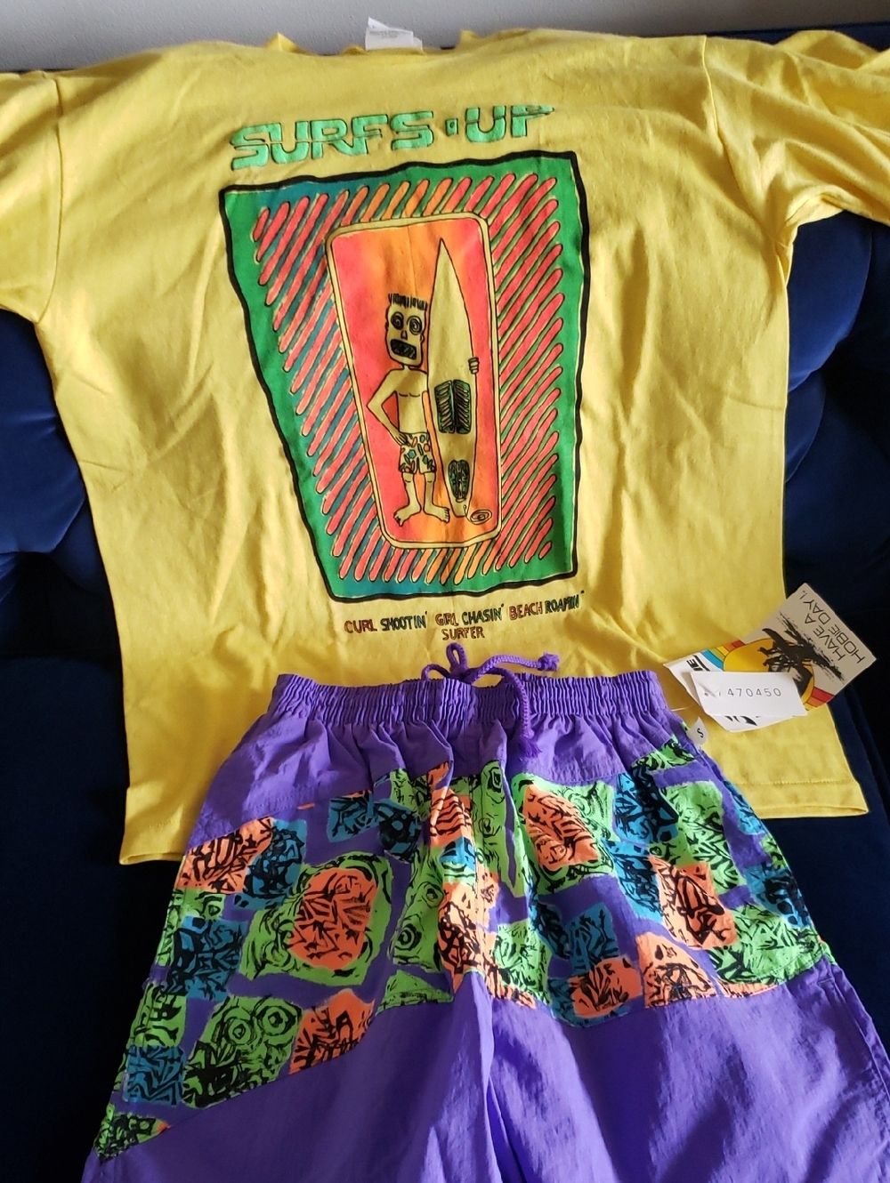 NWT- Mediium Yellow Tee and Small Kids Hobie Swim Shorts